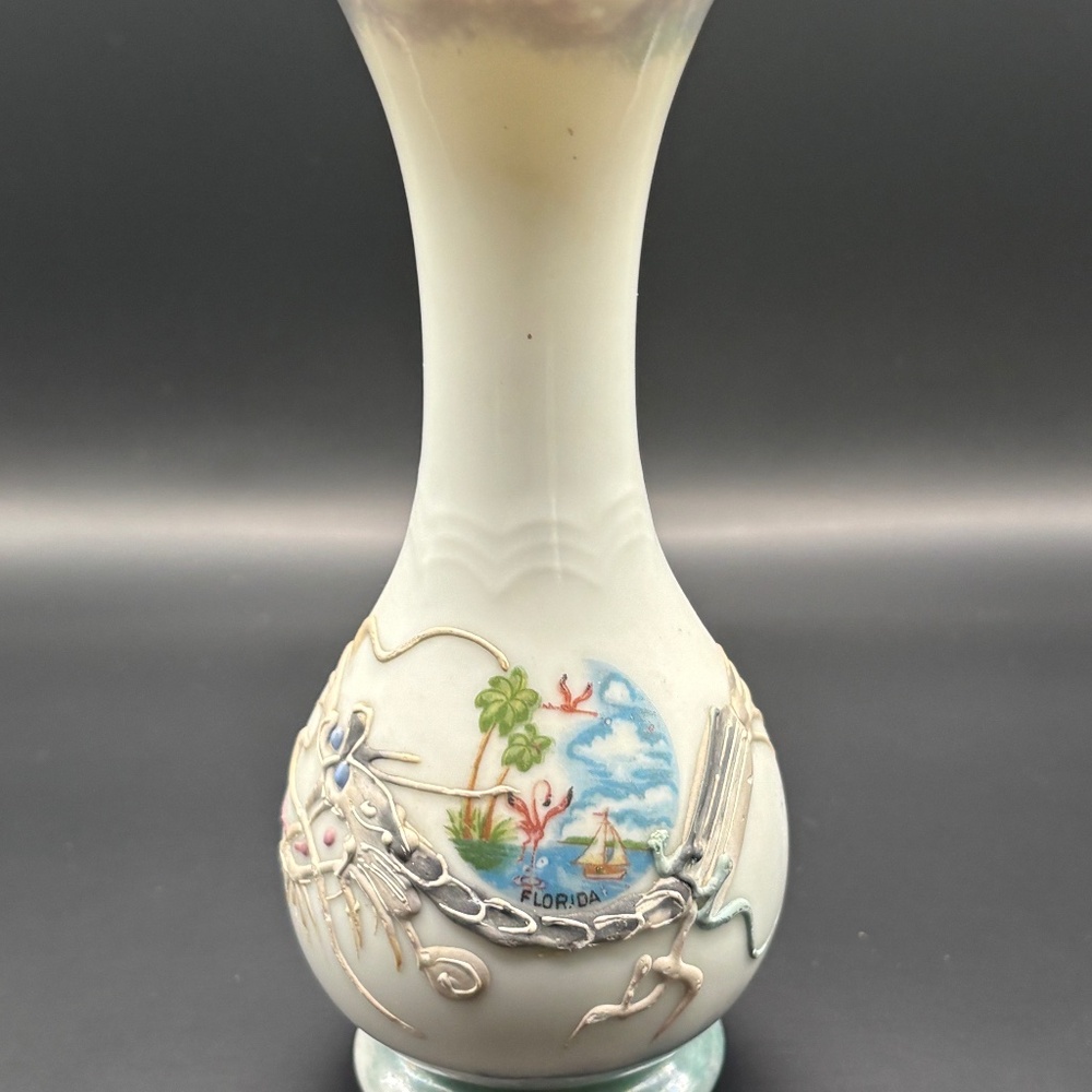 Vintage Kenmar Moriage Dragonware Blue Lusterware Vase Florida Japan 6.25"